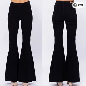 Judy Blue Pull On Super Flare Jean Black 70's Bell Bottom 29" Inseam Womens 3/26